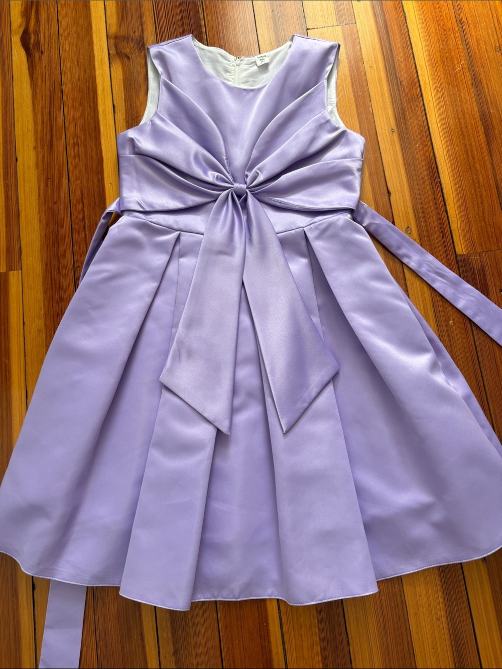 SHEIN Lilac Twist-Bow Satin Party Dress